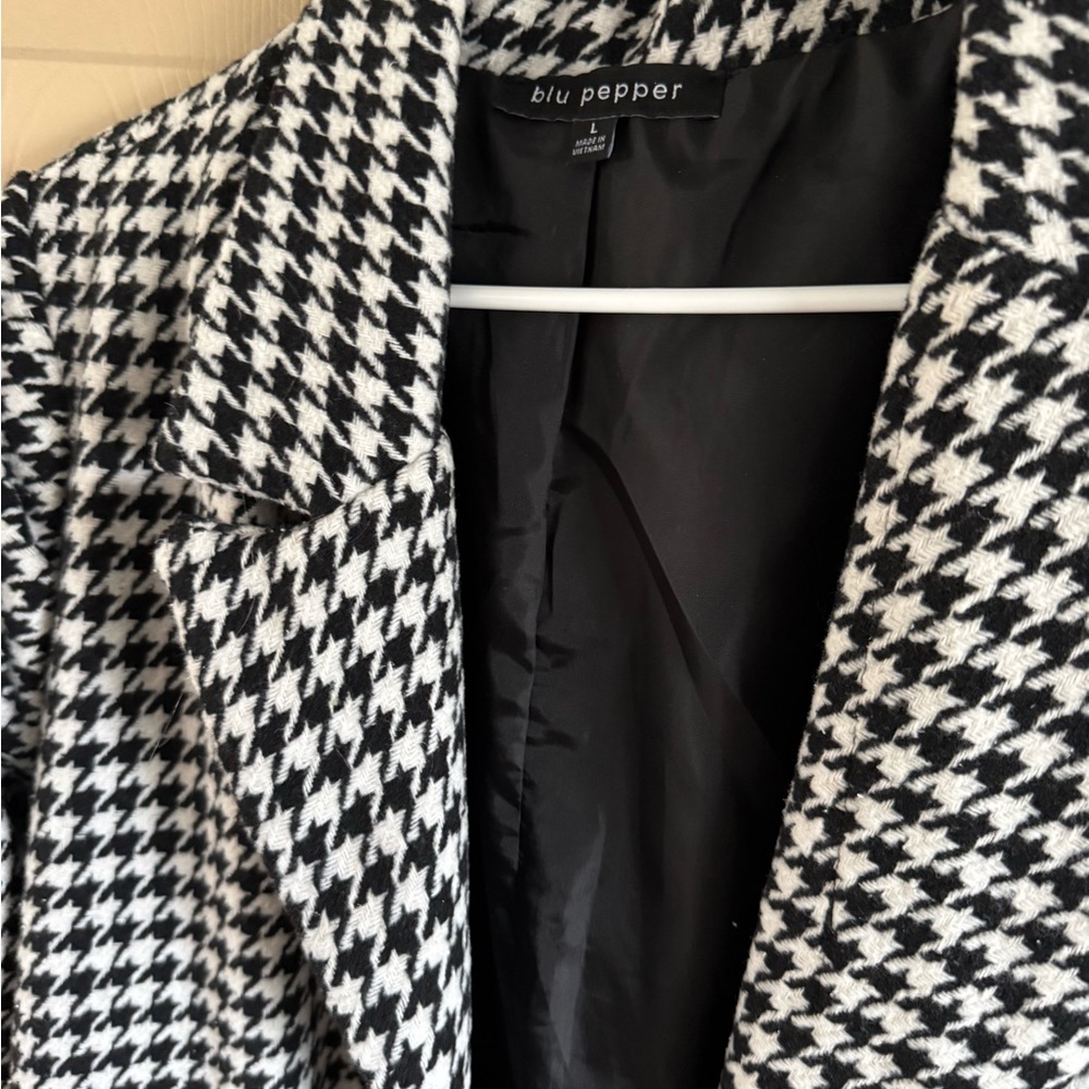 Blu Pepper Women's Classic Houndstooth Blazer - Black and White NEW NEVER WORN